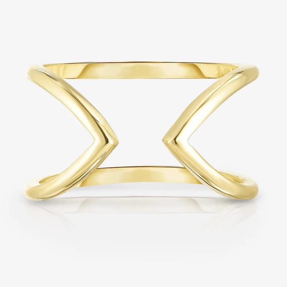 14K Yellow Gold Open Geometric Ring sz 6.5 nwot - Picture 3 of 3